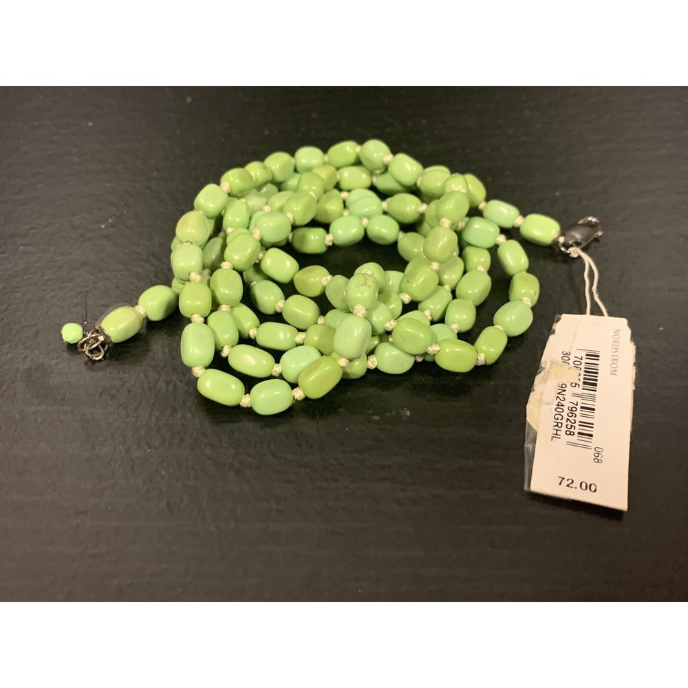 Vtg 925 Sterling Silver Nordstrom Anthology Genuine Precious Green Stones 40" L